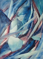 abstraktes Bild, gemalt mit Aquarellfarben im Jahr 1997